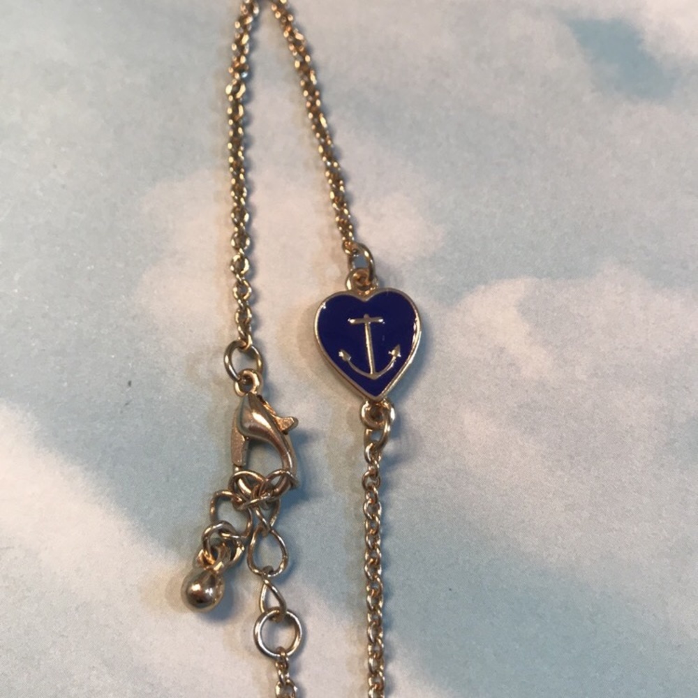 Gold and navy blue heart bracelet
